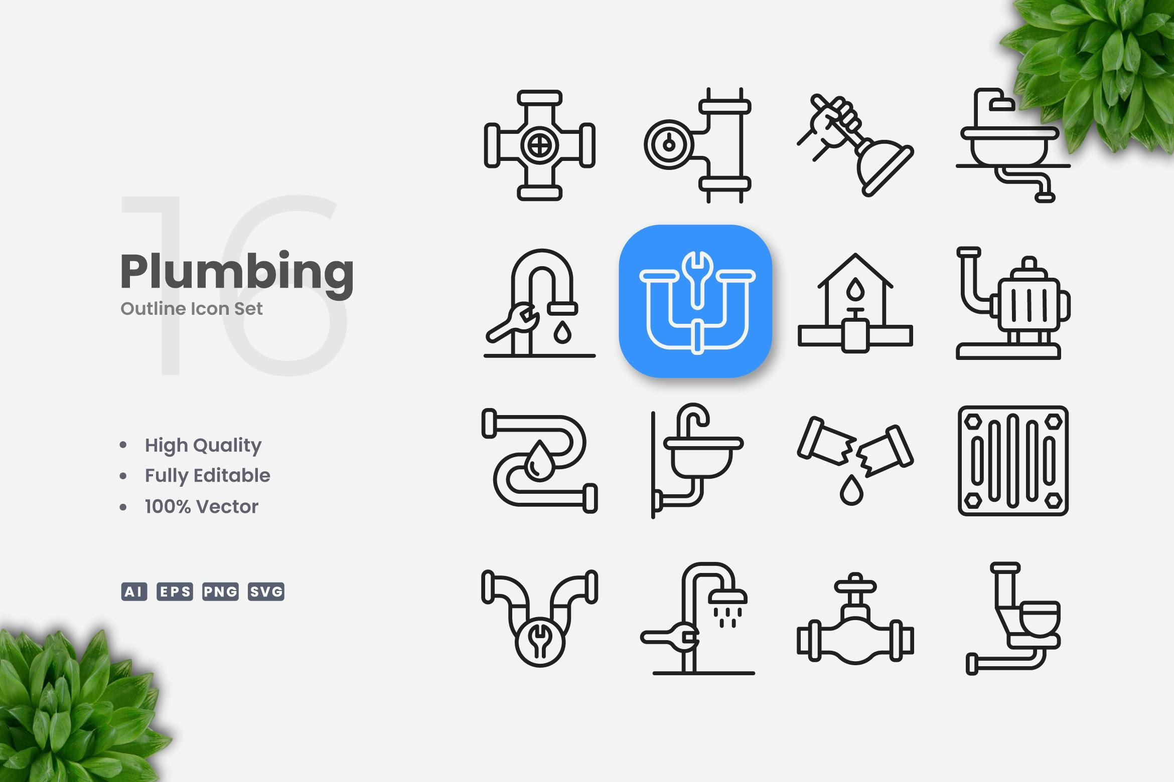 Plumbing Outline Icons Free Download