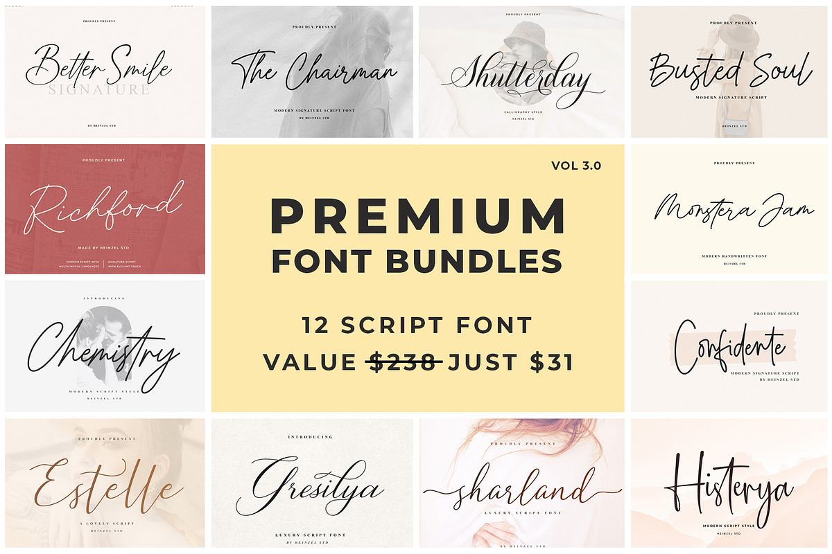 Premium Font Bundles Sale Vol 3.0 Free Download Free Download