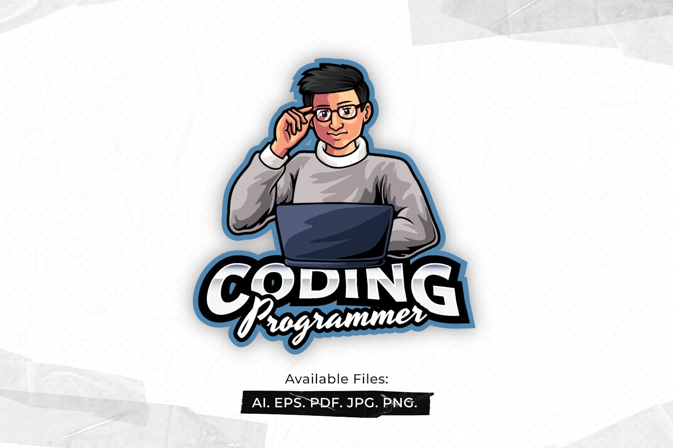 Programmer Mascot Logo Design Free Download