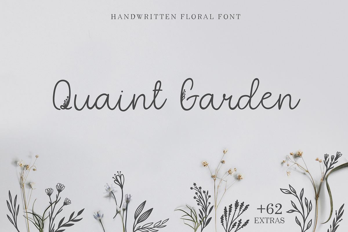 Quaint Garden Floral Font +EXTRAS Free Download Free Download