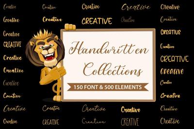 150 Handwritten Font and 500 Element Free Download