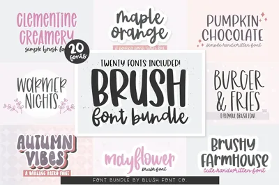 20 FONTS - BRUSH FONT BUNDLE Free Download