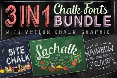 3 IN 1 Chalk Fonts Bundle + Extras