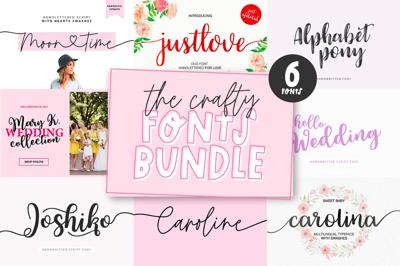 6 in 1 Crafty fonts bundle Free Download