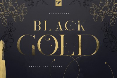 Black Gold Serif Typeface Font