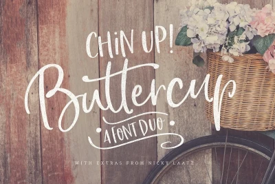 Chin Up Buttercup Font Duo Extras
