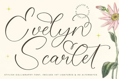 Evelyn Scarlet Stylish Calligraphy Font