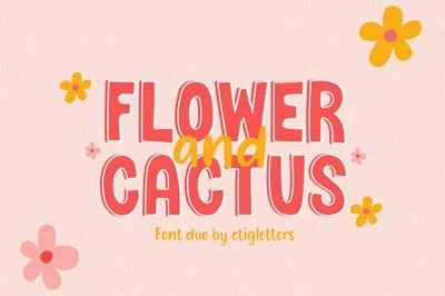 Flower and Cactus Font Duo