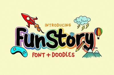 Fun Story Font + 60 Illustration