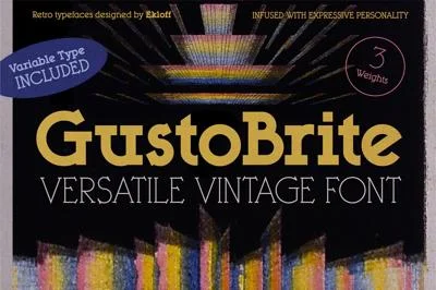 GustoBrite Family: retro slab fonts