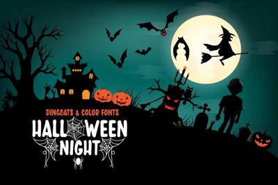 Halloween Night Dingbats&Color Font Free Download