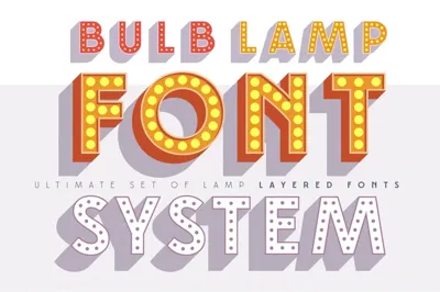 Layered font set 3D Bulb lamp Free Download