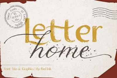 Letter Home. Font Trio + Graphics.