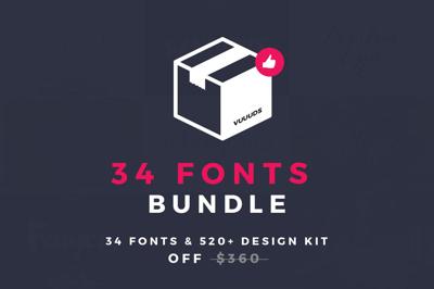 Max Bundle (34 Fonts + 520 Vector) Free Download