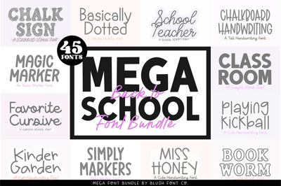 MEGA Back-To-School Font Bundle Free Download