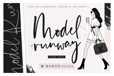 Model Runway Fonts + BONUS Extras Free Download