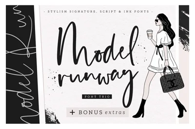 Model Runway Fonts + BONUS Extras