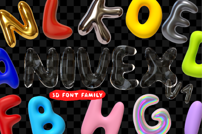 NIVEX V1. 3D OTF SVG Font Realistic.