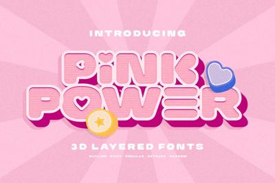 Pink Power - 3D Layered Font Free Download