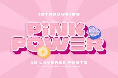 Pink Power - 3D Layered Font