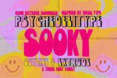 Psychedelitype Sooky - 3 font family Free Download