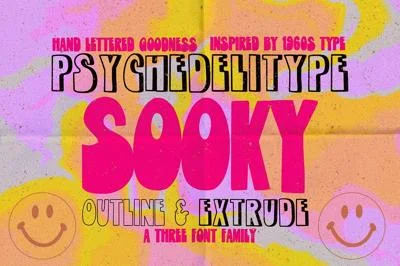 Psychedelitype Sooky - 3 font family