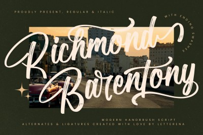 Richmond Barentony Modern Handbrush Script Font