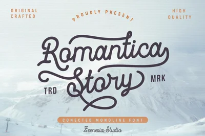 Romantica Story - Conected Monoline Font