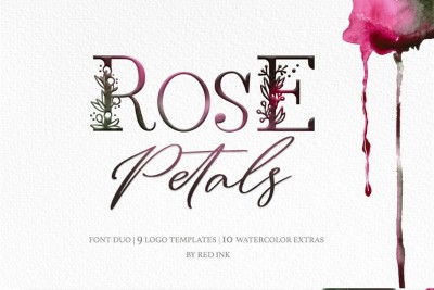 Rose Petals. Font Duo + Bonuses.