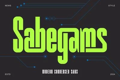 Sabegams | Modern Condensed Sans Font