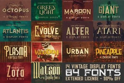 SALE 14 Display Fonts - 84 Fonts