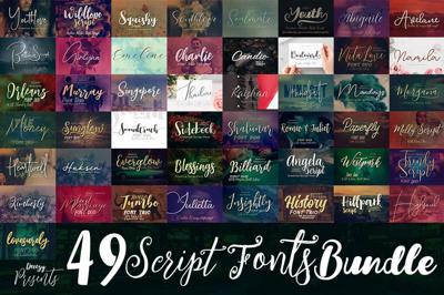 SALE 49 Script Fonts Bundle Free Download