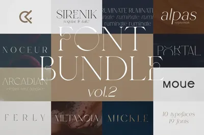 SALE! Font Bundle Vol.2 - 19 fonts Free Download