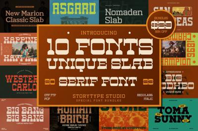 SALE ! Unique Slab Serif Font Bundle Free Download