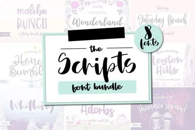 Scripts Font Bundle, 8 fonts