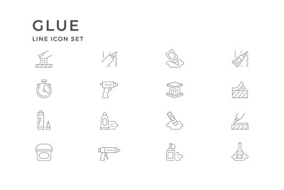 Set Line Icons of Glue