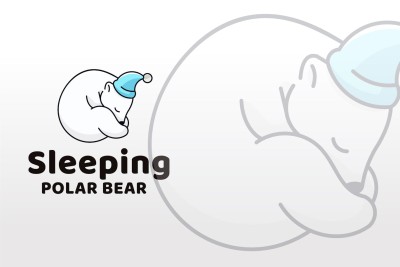 Sleeping Polar Bear Logo Template