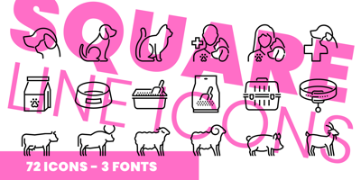 Square Line Icons Animals Free Download