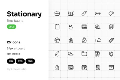 Stationary Line Icons Vol. 3