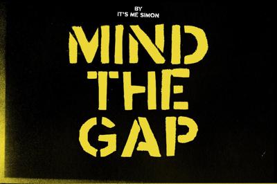 Stencil font mind the gap display Free Download