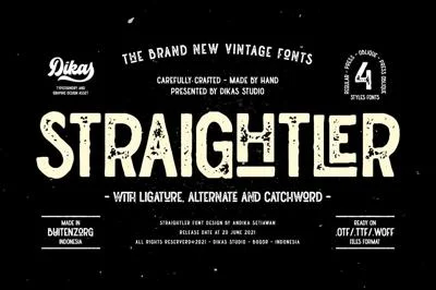 Straightler - 4 Fonts Styles