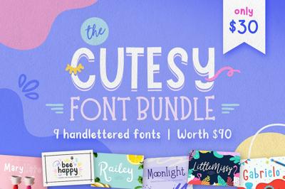 The Cutesy Font Bundle • 9 Fonts! Free Download