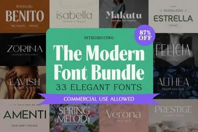 The Modern Font Bundle - 33 Fonts