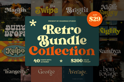 The Retro Font Bundle - 90% OFF Free Download