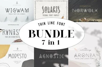 Thin Line Font Bundle: 7 in 1