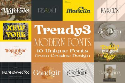 Trendy & Modern Fonts 3 - 10 Sets Free Download