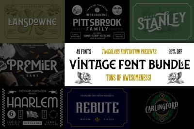 Vintage Font Bundle | 49 Fonts in 1 Free Download