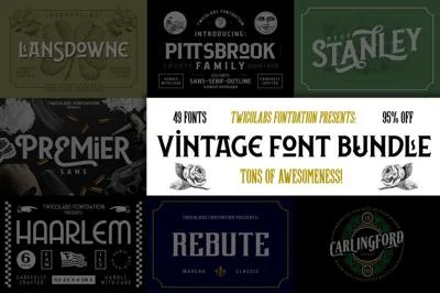 Vintage Font Bundle | 49 Fonts in 1