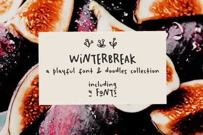 Winterbreak font and doodles set Free Download