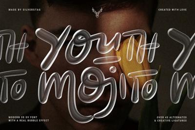 YOUTH MOJITO - A 3D Bubbly SVG Font Free Download